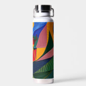 Colorful abstract village landscape personalized  trinkflasche (Rückseite)