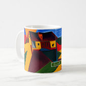 Colorful Abstract Village Mug Unique Artistic Gift Kaffeetasse (Vorderseite Links)
