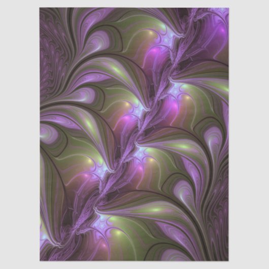 Colorful Abstract Violet Purple Khaki Fractal Art Seidenpapier (Vorderseite)
