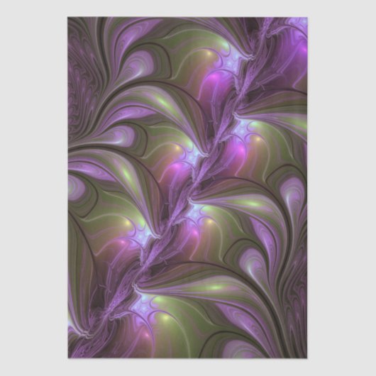 Colorful Abstract Violet Purple Khaki Fractal Art Seidenpapier (Vorderseite)