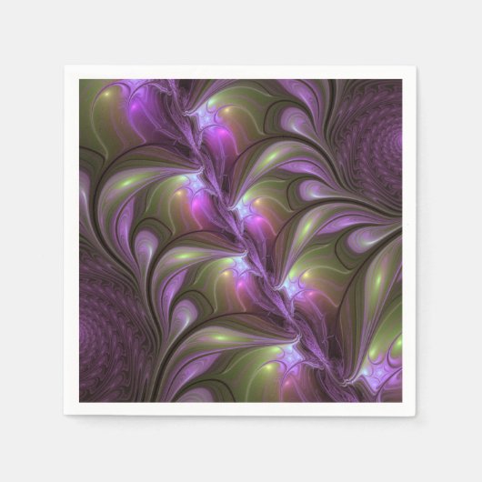 Colorful Abstract Violet Purple Khaki Fractal Art Serviette (Vorderseite)