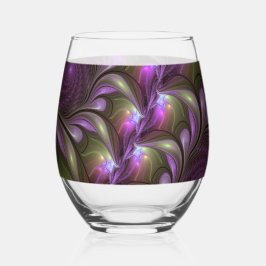 Colorful Abstract Violet Purple Khaki Fractal Art Weinglas Ohne Stiel