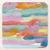 Colorful Abstract Watercolor Drink Coasters Rechteckiger Pappuntersetzer (Vorderseite)