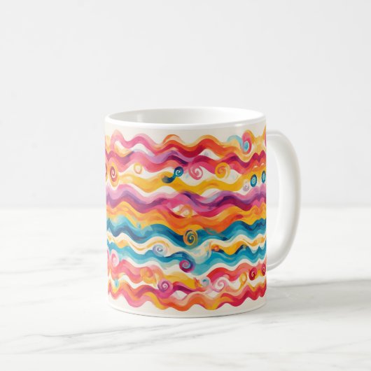 Colorful Abstract Wave Kaffeetasse (VorderseiteRechts)
