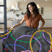 Colorful Abstract Wavy Lines Pattern Fleecedecke