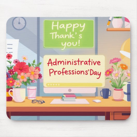 Colorful Admin Appreciation Desk Illustration Mousepad (Vorne)