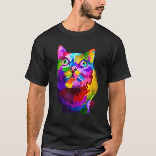 Colorful Adorable Cat Graphic 1 T-Shirt (Vorderseite)