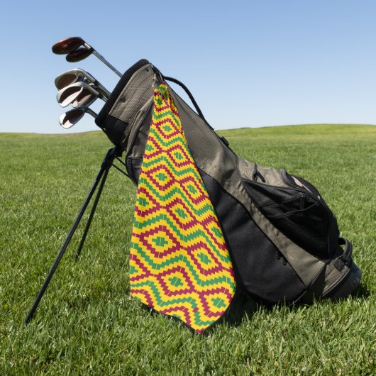 Colorful African Kente Pattern Golfhandtuch (Gras)