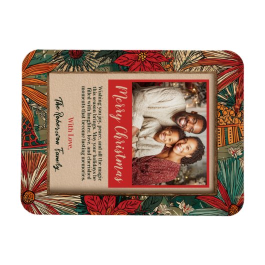 Colorful Afro-Boho Merry Christmas Magnet (Horizontal)