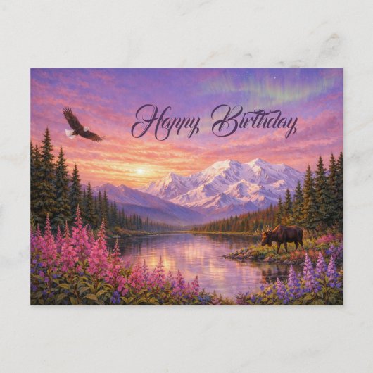 Colorful Alaska Landscape Birthday Postkarte (Vorderseite)