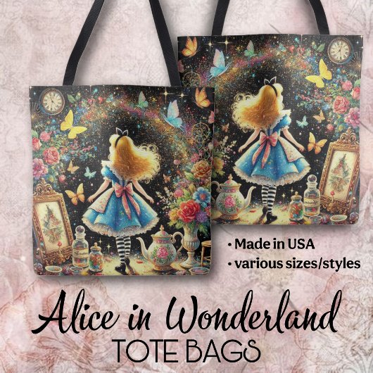 Colorful Alice In Wonderland Fantasy Art Tasche