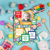 Colorful Alphabet Blocks Photo First Birthday Einladung
