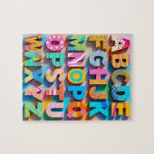 Colorful Alphabet Puzzle with Missing Letters (Horizontal)