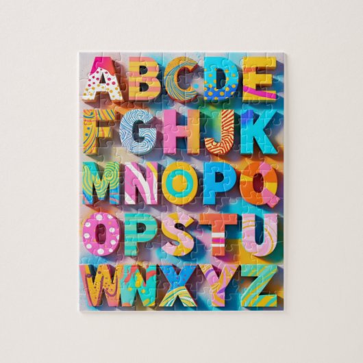 Colorful Alphabet Puzzle with Missing Letters (Vertikal)
