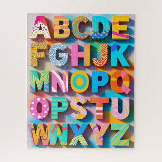 Colorful Alphabet Puzzle with Missing Letters