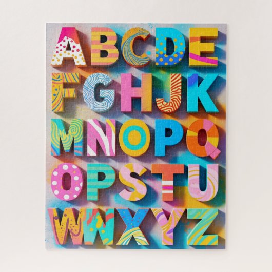 Colorful Alphabet Puzzle with Missing Letters (Vertikal)
