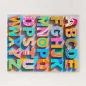 Colorful Alphabet Puzzle with Missing Letters (Horizontal)