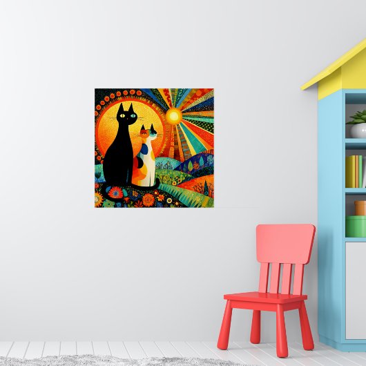Colorful and Fun, Two Cats, Poster (Kinderzimmer 1)