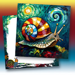 Colorful and Vibrant Impasto Snail Blank Karte