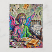 Colorful Angel at Breakfast Art Brut Style Postkarte (Vorderseite)