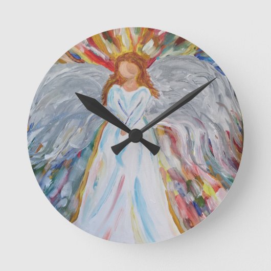 Colorful Angel Runde Wanduhr (Vorderseite)