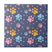 Colorful Animal Paw Prints Pattern Fliese (Vorderseite)