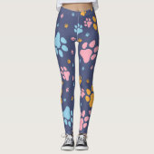 Colorful Animal Paw Prints Pattern Leggings (Vorderseite)