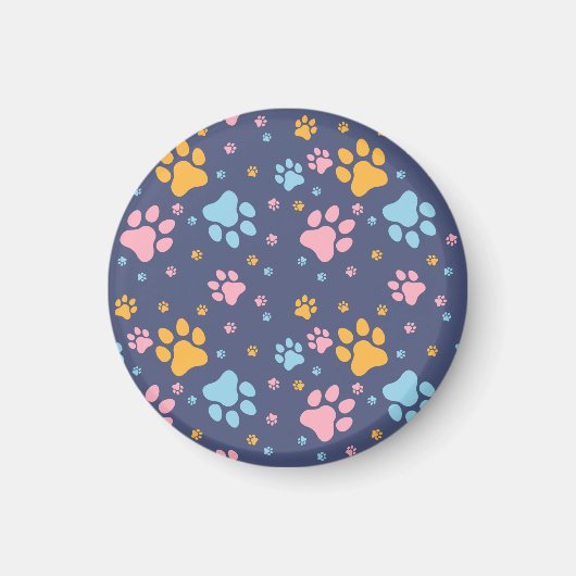 Colorful Animal Paw Prints Pattern Magnet (Vorne)