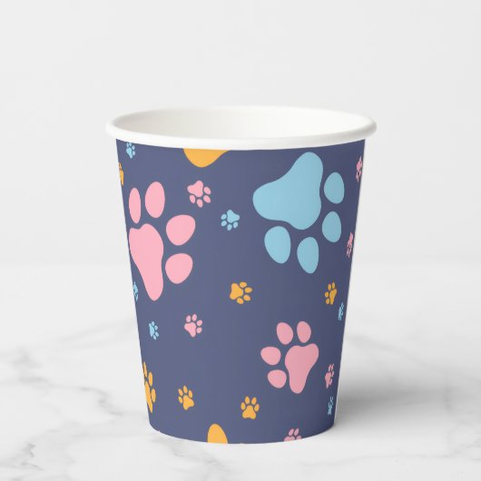 Colorful Animal Paw Prints Pattern Pappbecher (Rückseite)