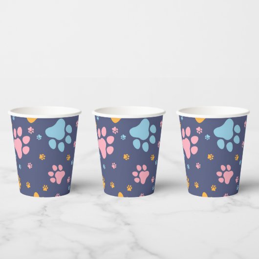 Colorful Animal Paw Prints Pattern Pappbecher (Multi)
