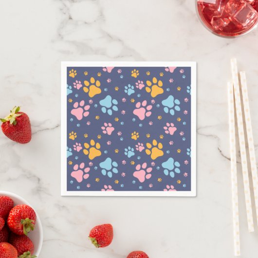 Colorful Animal Paw Prints Pattern Serviette (Beispiel)