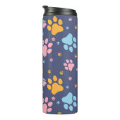 Colorful Animal Paw Prints Pattern Thermosbecher (Nach rechts gedreht)