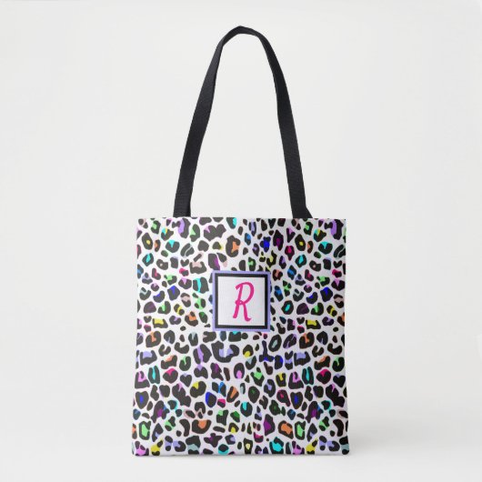 Colorful Animal Print Custom Monogrammed Tasche (Vorderseite)