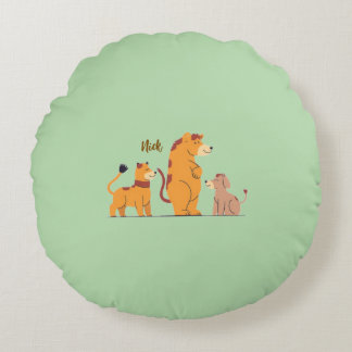 Colorful Animal Print Throw Pillow Rundes Kissen