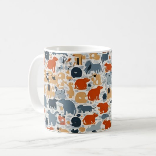 "Colorful Animal Silhouette Pattern Mug Kaffeetasse (Vorderseite Links)