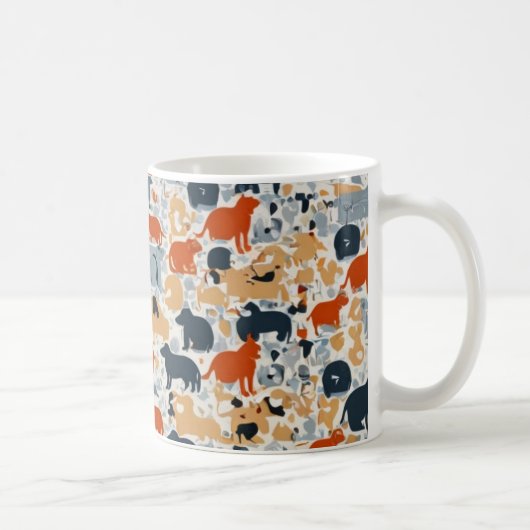 "Colorful Animal Silhouette Pattern Mug Kaffeetasse (Rechts)