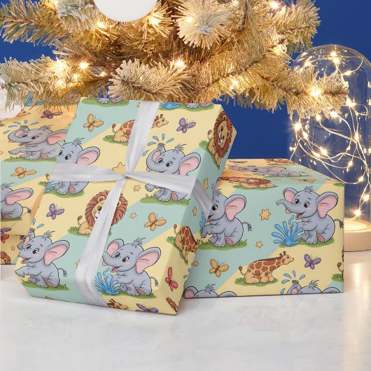 Colorful animal-themed wrapping paper geschenkpapier