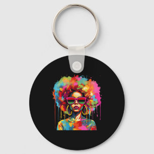 Colorful Art Black Queen Afro Melanin Dripping Jun Schlüsselanhänger