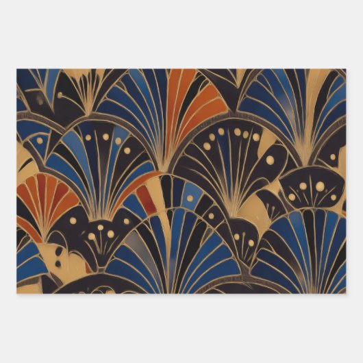 Colorful Art Deco Geschenkpapier Set (Vorderseite)