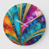 Colorful Art Deco Große Wanduhr (Vorderseite)