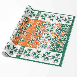 Colorful Art Deco Irish Kleeblatt Geschenkpapier