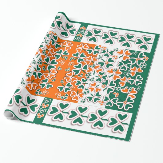 Colorful Art Deco Irish Kleeblatt Geschenkpapier (Ungerollt)