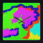 Colorful Art Multicolor Abstract Splash 2020 Quadratische Wanduhr<br><div class="desc">Printed with colorful and bright art abstract background,  this is great for colorful holiday gifts & home decor.</div>