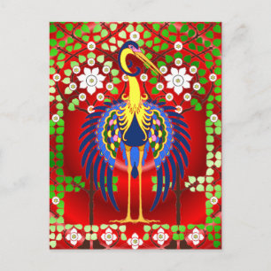 Colorful Art Nouveau Crane Postkarte