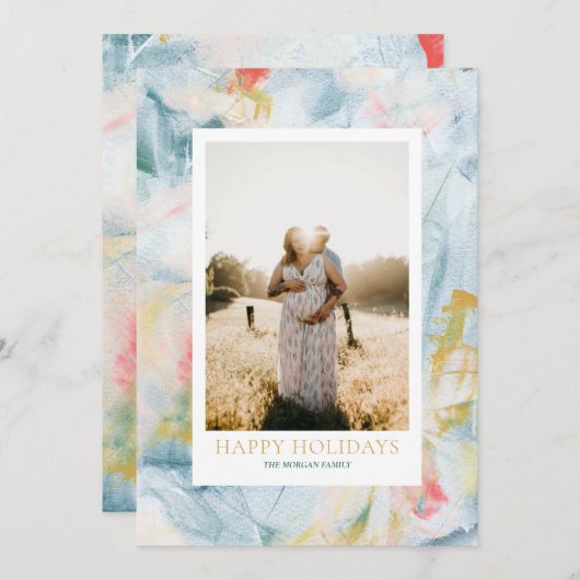 Colorful Art Weihnachten Foto Grußkarte (Vorne/Hinten)