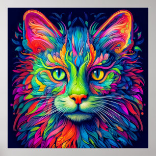 Colorful Artistic Majestic Kitty Cat Poster