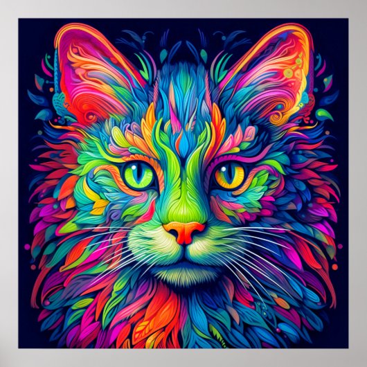 Colorful Artistic Majestic Kitty Cat Poster (Vorne)