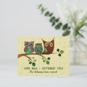 Colorful Artistic Owls Neue Adresse Ankündigungspostkarte (Stehend Vorderseite)