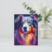 Colorful Australian Shepherd Art Postkarte (Stehend Vorderseite)