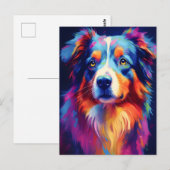 Colorful Australian Shepherd Art Postkarte (Vorne/Hinten)